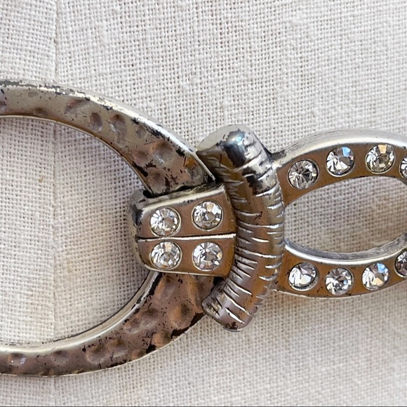 Chico’s Silver Tone Rhinestone Buckle Black Belt S - Picture 14 of 16